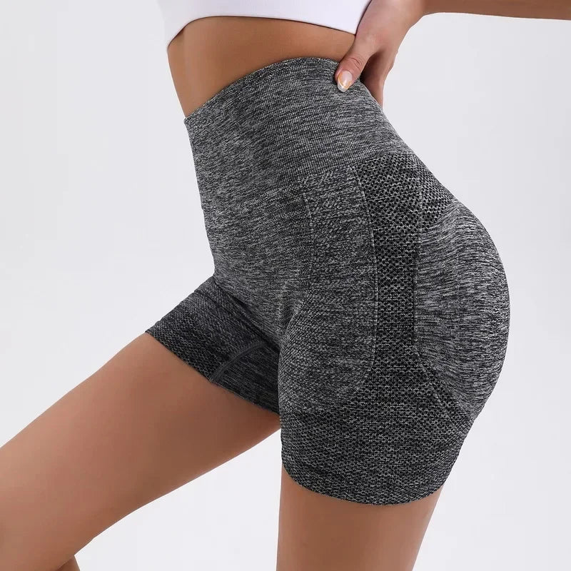 Shorts de treino femininos de cintura alta para levantamento de bumbum, meia-calça fitness para controle de barriga, academia, corrida, calças elásticas, roupa esportiva casual