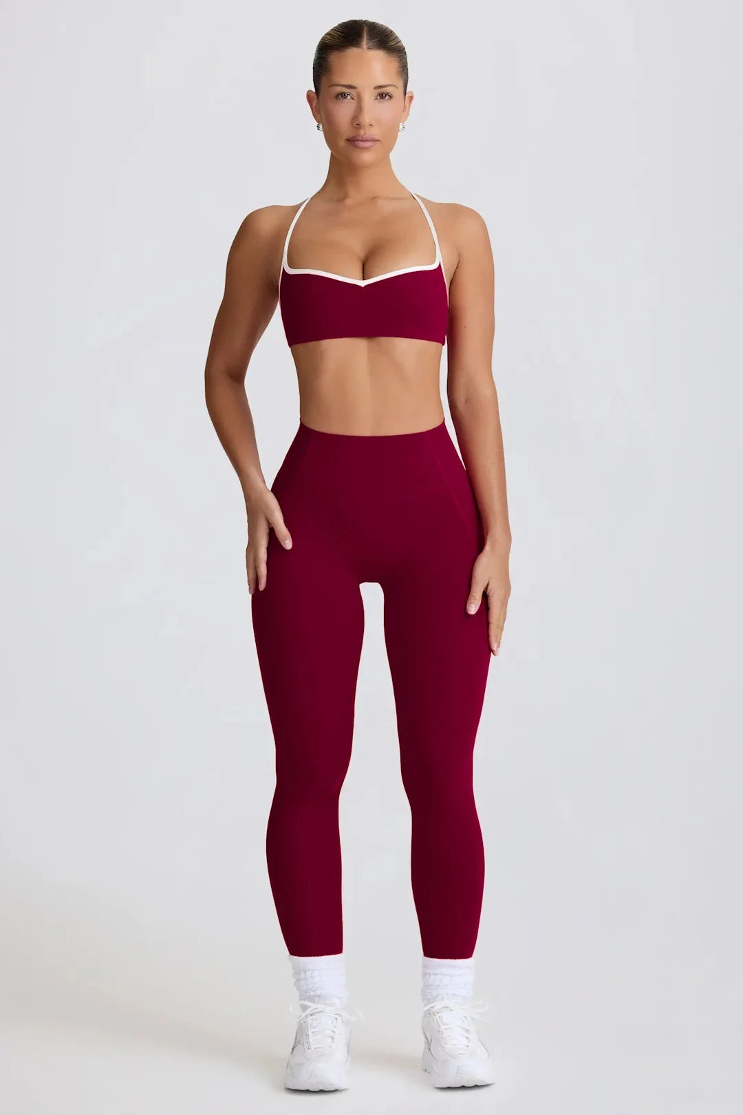 Conjunto de calças FUBEIKE, roupa esportiva para ioga, top pêssego, coração, levantamento de quadril, calças curtas, fitness, conjunto de duas peças, roupa feminina.