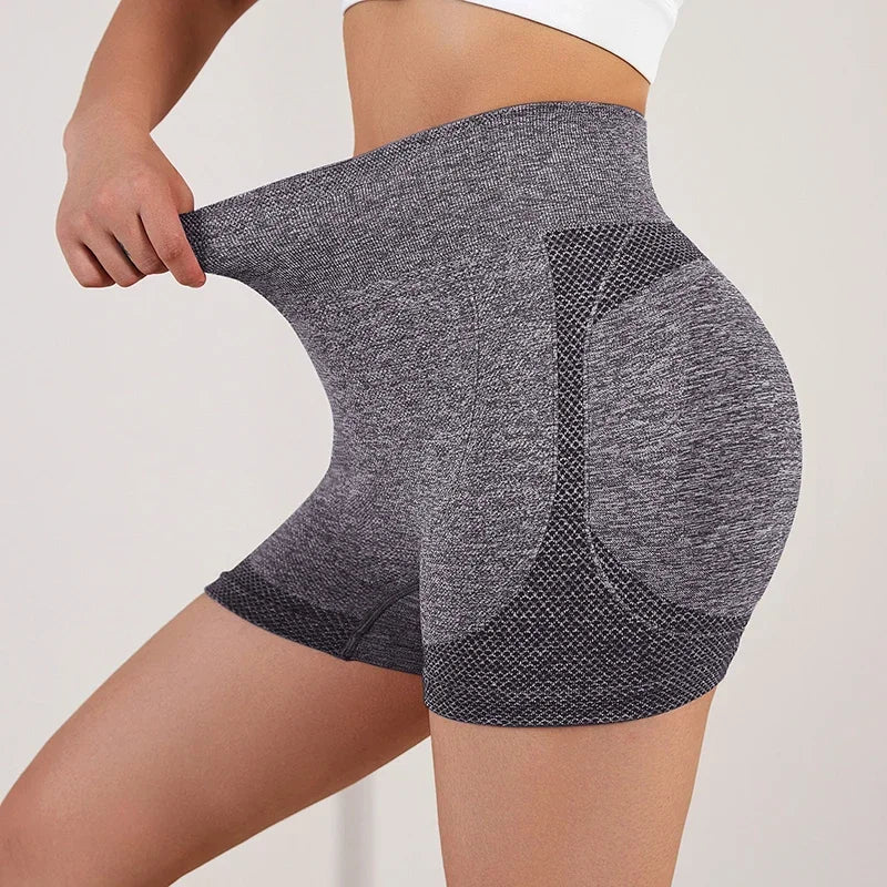 Shorts de treino femininos de cintura alta para levantamento de bumbum, meia-calça fitness para controle de barriga, academia, corrida, calças elásticas, roupa esportiva casual